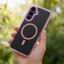 Заредете изображение във визуализатора на галерията – Case for Samsung A07 / A08 Frame Clear Hybrid Mag Cover compatible with MagSafe powder pink
