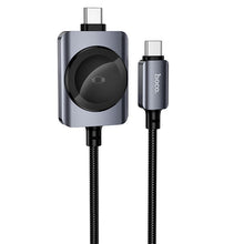 Заредете изображение във визуализатора на галерията – Hoco USB C to USB C cable PD100W with wireless charging for Apple Watch 1,2 m CW66 black
