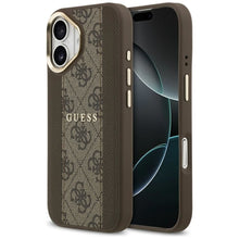 Заредете изображение във визуализатора на галерията – GUESS case for IPHONE 17 compatible with MagSafe GUHMP17SPG4SEMCW (PU W/ 4G Stripe) brown
