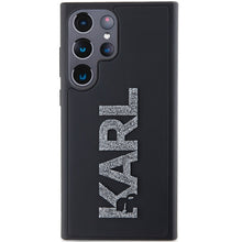 Заредете изображение във визуализатора на галерията – Original Pouch KARL LAGERFELD  hardcase 3D Rubber Glitter Logo KLHCS24S3DMBKCK for Samsung Galaxy S24 Ultra black
