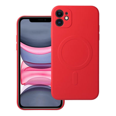 Гръб SILICONE MAG COVER съвместим с MagSafe за IPHONE 11 червен