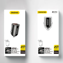 Заредете изображение във визуализатора на галерията – Dudao R3MAX 48W QC PD mini car charger - black
