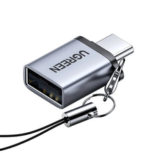 Заредете изображение във визуализатора на галерията – Ugreen US270 USB-C (Male) / USB-A 3.0 (Female) Adapter with Lanyard - Gray
