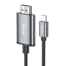 Заредете изображение във визуализатора на галерията – HOCO cable Lightning to HDMI 1080p UA27 2 m metal gray
