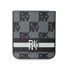 Заредете изображение във визуализатора на галерията – DKNY case for SAMSUNG Z Flip 6 DKHCZF6PCPTSSK (HC PU Chequered Pattern W/ Printed Stripes) black
