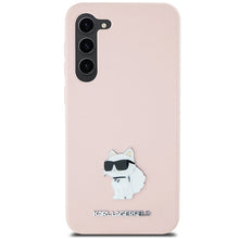 Заредете изображение във визуализатора на галерията – Original Pouch KARL LAGERFELD  hardcase Silicone Choupette Metal Pin KLHCS24MSMHCNPP for Samsung Galaxy S24 Plus pink
