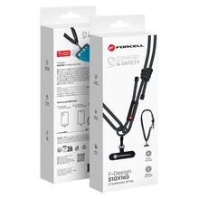Заредете изображение във визуализатора на галерията – FORCELL F-DESIGN S10X165 crossbody phone lanyard with adjustable length (max 82,5cm in the loop) black
