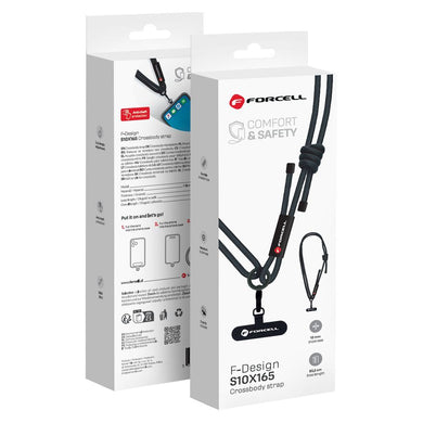FORCELL F-DESIGN S10X165 crossbody phone lanyard with adjustable length (max 82,5cm in the loop) black
