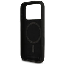 Заредете изображение във визуализатора на галерията – KARL LAGERFELD case for IPHONE 17 Pro compatible with MagSafe KLHMP17LSKCGRGOK (Silicone W/ K&amp;C Sketch &amp; Logo) black
