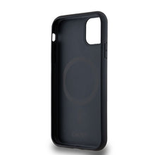 Заредете изображение във визуализатора на галерията – Original Case DKNY hardcase Leather Monogram Pattern Metal Logo MagSafe DKHMN61PSHRPSK for Iphone 11/Xr black
