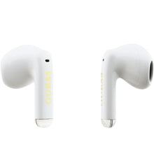 Заредете изображение във визуализатора на галерията – Wireless earphones TWS Guess Glossy Gold Line Classic white
