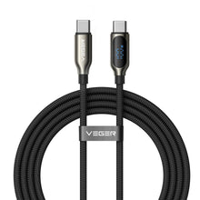 Заредете изображение във визуализатора на галерията – Cable with LED display Type C to Type C VEGER PD 5A 100W CC1-XHJ 1,5 m black
