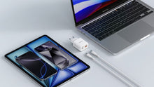 Заредете изображение във визуализатора на галерията – Phone charger VEGER USB A + Type C PD Super Charge PPS 45W + data cable Type C to C 100W TR101 white
