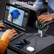 Заредете изображение във визуализатора на галерията – Ugreen CD342 100W GaN charging station 2x USB-C 1x USB-A with Qi MagSafe inductive charging - gray
