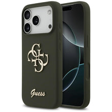 Заредете изображение във визуализатора на галерията – GUESS case for IPHONE 17 Pro Max GUHCP17XSC4GSMA (Silicone W/ Big 4G Script) khaki
