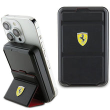 Заредете изображение във визуализатора на галерията – Powerbank Ferrari Metal Logo MagSafe induction 15W 10000 mAh with stand function - black
