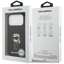 Заредете изображение във визуализатора на галерията – KARL LAGERFELD case for IPHONE 17 Pro compatible with MagSafe KLHMP17LSKIGROK (Silicone W/ KL Sketch &amp; Logo) black
