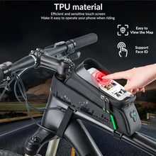 Заредете изображение във визуализатора на галерията – Rockbros 029-1BK bicycle bag for frame with phone cover - black
