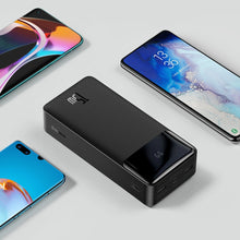 Заредете изображение във визуализатора на галерията – Baseus Bipow 30000mAh 15W power bank set - black + USB cable 4in1 microUSB / Lightning / 2 x USB-C - USB-A 1.2m - black
