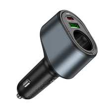 Заредете изображение във визуализатора на галерията – HOCO car charger USB A + Type C + cigarette lighter PD QC3.0 3A 35W Z56 black
