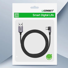 Заредете изображение във визуализатора на галерията – Ugreen US284 70255 USB-A (straight) / USB-C (angled) cable 3A 3m - gray
