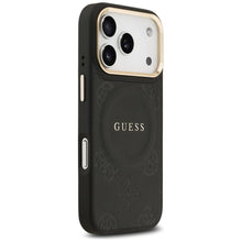 Заредете изображение във визуализатора на галерията – GUESS case for IPHONE 17 Pro compatible with MagSafe GUHMP17LPSAMSECK (PU W/ Peony Hot Stamp) black
