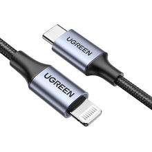 Заредете изображение във визуализатора на галерията – Ugreen US304 60760 Lightning - USB-C 2.0 MFi cable 1.5 m - gray
