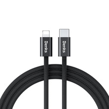Заредете изображение във визуализатора на галерията – BenksCable D46 - Type C to Lightning - PD 27W 3A 2 metres black
