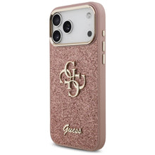 Заредете изображение във визуализатора на галерията – GUESS case for IPHONE 17 Pro Max GUHCP17XHG4SGCP (Fixed Glitter Big 4G Metal Frame) pink
