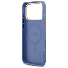 Заредете изображение във визуализатора на галерията – GUESS case for IPHONE 17 Pro Max compatible with MagSafe GUHMP17XPG4SEMCB (PU W/ 4G Stripe) blue
