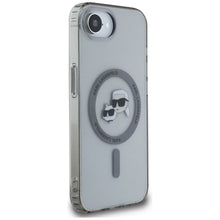 Заредете изображение във визуализатора на галерията – KARL LAGERFELD case for IPHONE 16e (SE 4 2025) compatible with MagSafe KLHMPSE4HLSKCK (IML Metal KC Heads) black
