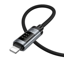 Заредете изображение във визуализатора на галерията – Data Cable with digital display USB C to Lightning Hoco PD 27W 1,2 m U148 black
