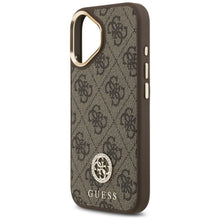 Заредете изображение във визуализатора на галерията – GUESS case for IPHONE 17 compatible with MagSafe GUHMP17SP4G4DCSW (PU W/ Strass Logo &amp; Big Strap Metal Buttons) brown
