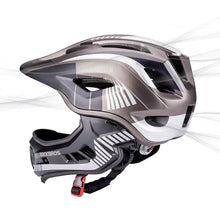 Заредете изображение във визуализатора на галерията – Rockbros TT-32SBTG-L children's bicycle helmet with removable chinbar, size L - gray

