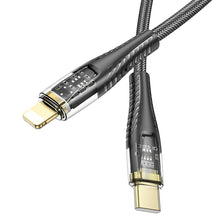 Заредете изображение във визуализатора на галерията – HOCO cable Type C to Lightning PD 27W U121 1,2 m black transparent
