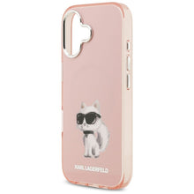 Заредете изображение във визуализатора на галерията – KARL LAGERFELD case for IPHONE 17 compatible with MagSafe KLHMP17SHMCHAQOP (IML Aquarelle Choupette &amp; Logo) pink
