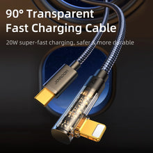 Заредете изображение във визуализатора на галерията – Joyroom S-CL020A6 Lightning cable angled - USB-C fast charging and transfer 20W 1.2 m - blue
