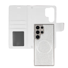 Заредете изображение във визуализатора на галерията – Liavec Glitter Magsafe Book Case for Samsung Galaxy S23 Ultra silver

