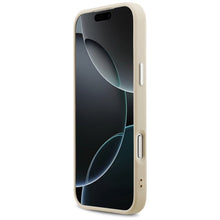 Заредете изображение във визуализатора на галерията – GUESS case for IPHONE 17 Pro Max compatible with MagSafe GUHMP17XPSPOSSSE (PU W/ Peony Hot Stamp Script) beige
