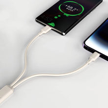 Заредете изображение във визуализатора на галерията – Dudao L7SE 3in1 cable USB-C - 2x USB-C / Lightning 66W 1.2m - beige
