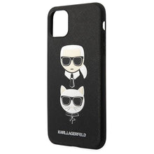 Заредете изображение във визуализатора на галерията – Karl Lagerfeld Saffiano Karl&amp;Choupette Head case for iPhone 11 Pro Max - black
