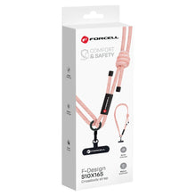 Заредете изображение във визуализатора на галерията – FORCELL F-DESIGN S10X165 crossbody phone lanyard with adjustable length (max 82,5cm in the loop) pink white
