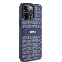 Заредете изображение във визуализатора на галерията – Original Case DKNY hardcase Leather Mono Stripe &amp; Metal Logo DKHCP15XPRTHSLBfor Iphone 15 Pro Max blue
