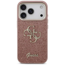 Заредете изображение във визуализатора на галерията – GUESS case for IPHONE 17 Pro GUHCP17LHG4SGCP (Fixed Glitter Big 4G Metal Frame) pink
