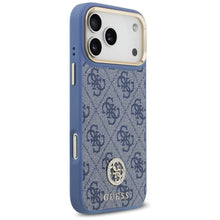 Заредете изображение във визуализатора на галерията – GUESS case for IPHONE 17 Pro Max compatible with MagSafe GUHMP17XP4GRMDEB (PU W/ 4G Strass Logo) blue
