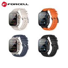 Заредете изображение във визуализатора на галерията – FORCELL F-DESIGN FA06 silicone strap for APPLE Watch 42 / 44 / 45 / 49 mm black
