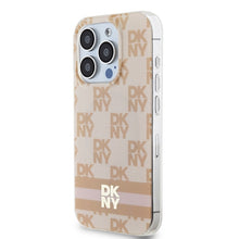 Заредете изображение във визуализатора на галерията – Original Case DKNY hardcase IML Checkered Mono Pattern &amp; Printed Stripes MagSafe DKHMP15LHCPTSP for Iphone 15 Pro pink
