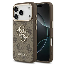 Заредете изображение във визуализатора на галерията – GUESS case for IPHONE 17 Pro Max GUHCP17X4GMGCBR (PU W/ Big 4G Classic Logo) gold brown
