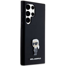 Заредете изображение във визуализатора на галерията – Original Pouch KARL LAGERFELD  hardcase Silicone Ikonik Metal Pin KLHCS24LSMHKNPK for Samsung Galaxy S24 Ultra black
