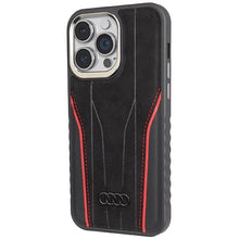 Заредете изображение във визуализатора на галерията – Audi Genuine Leather case with MagSafe for iPhone 14 Pro - black and red
